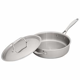 Stone & Beam Saute Pan With Lid, 3-Quart, Tri-Ply Stainless Steel (Renewed)