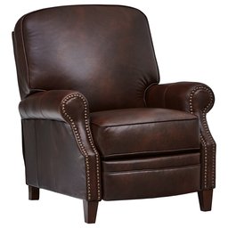 Amazon Brand – Stone & Beam Jameson Farmhouse Leather Nailhead Recliner Chair, 36