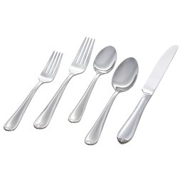 Stone & Beam Traditional Stainless Steel Flatware Set, Service for 4, 20-Piece, Silver with Royal Trim