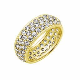 [Amazon Collection] Amazon Collection Yellow Gold Plated Sterling Silver Clear Round Cubic Zirconia Triple Low Eternity Band, Size 14