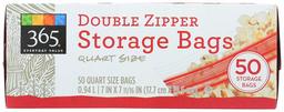 365 Everyday Value, Double Zipper Storage Bags, Quart Size, 50 ct