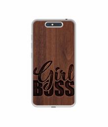 Amazon Brand - Solimo Designer Girl Boss On Wood UV Printed Soft Back Case Mobile Cover for Micromax Dual 4 E4816