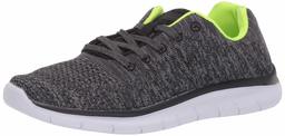 Amazon Essentials Boys' Knit Athletic Sneaker, Black/Lime, 4 M US Big Kid