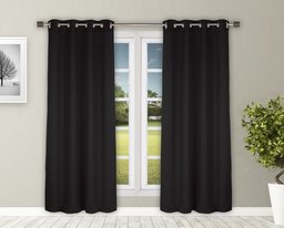 Amazon Brand - Solimo Room Darkening Blackout Door Curtain, 7 Feet - Set of 2 (Black)