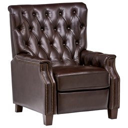 Amazon Brand – Stone & Beam Traditional Nailhead Button Tufted Leather Recliner Chair, 33.4