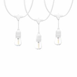 AmazonBasics - Cadena de luces LED de grado comercial para exteriores con 16 bombillas LED estilo Edison S14 (renovadas), Bombilla S14, 48-Foot, blanco (White Cord)