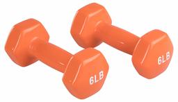 AmazonBasics Vinyl 6 Pound Dumbbells - Set of 2, Orange