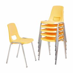 AmazonBasics 16 Inch School Classroom Stack Chair, Chrome Legs, Yellow, 6-Pack