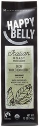 Amazon Brand - Happy Belly Italian Roast Decaf Organic Fairtrade Coffee, Dark Roast, Whole Bean, 12 ounce