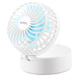 UMI Battery Operated Necklace Fan, Rechargeable Personal Fan with 2200mAh Battery and 3 Setting, 5-16H Working Hours, 180° Rotating Free Adjustment for Camping/Outdoors/Travel/Office (White)