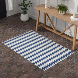 Amazon Brand – Stone & Beam Los Altos Striped Dhurrie Farmhouse Area Rug, 4' x 6' 6