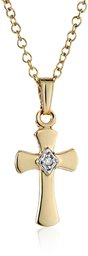 Children's 14k Gold-Filled Petite Diamond Cross Pendant Necklace, 15