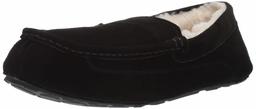 Amazon Essentials Men's Leather Moccasin Slipper, Black, 9 M US