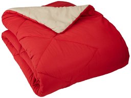 AmazonBasics Reversible Microfiber Comforter - Twin/Twin XL, Red,4-Pack