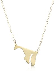 Amazon Collection10k Yellow Gold Maryland State Pendant Necklace, 17