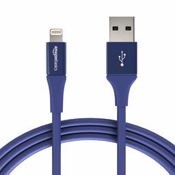 AmazonBasics Apple MFi-Certified USB A Cable with Lightning Connector, Premium Collection - 6 Feet (1.8 Meters) - Single - Blue