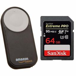 AmazonBasics Wireless Remote Control for Canon Digital SLR Cameras and SanDisk Extreme Pro 64GB SD