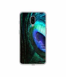 Amazon Brand - Solimo Designer Peacock Feather UV Printed Soft Back Case Mobile Cover for OnePlus 6T