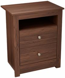 AmazonBasics Classic 2-Drawer Wood Nightstand End Table - Walnut