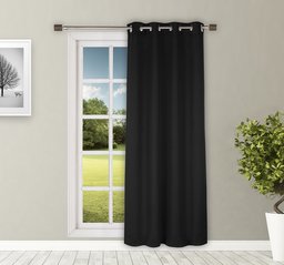 Amazon Brand - Solimo Room Darkening Blackout Door Curtain, 7 Feet - Set of 1 (Black)