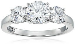 Platinum-Plated Sterling Silver Round 3-Stone Ring made with Swarovski Zirconia (3 cttw), Size 5