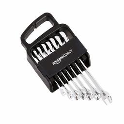 AmazonBasics Ratcheting Combination Wrench Set - Metric, 7-Piece (Renewed)