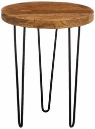 Amazon Brand - Rivet Rustic Round End/Side Table with Hairpin Legs, 40 x 40 x 52cm, Solid Elm Wood Top/Black Metal Base