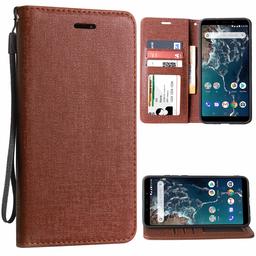 Amazon Brand Amazon Brand - Solimo - Leather Wallet Flip Case Cover for Mi A2 (Classic Brown)