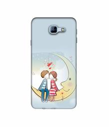 Amazon Brand - Solimo Designer Couple Sitting On Moon 3D Printed Hard Back Case Mobile Cover for Samsung Galaxy A8 (2016)