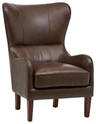 Stone & Beam Deco Mid-Century Modern Leather Wingback Chair, 36