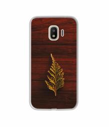 Amazon Brand - Solimo Designer Leaf on Wood UV Printed Soft Back Case Mobile Cover for Samsung Galaxy J4