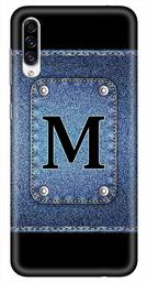 Amazon Brand - Solimo Designer Button Jeans Alphabet-M 3D Printed Hard Back Case Mobile Cover for Samsung Galaxy A30s