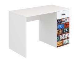 Amazon Brand - Movian Aveyron 1-Drawer 1-Door Desk, 55 x 110 x 73.5cm, White & Print