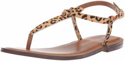 Amazon Brand - 206 Collective Women's Cameron Flat Thong Sandal, Leopard Calf Hair, 9 B US