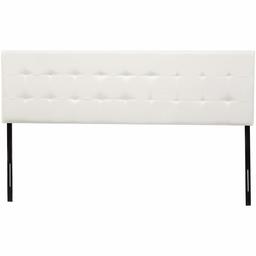 Amazon Basics Modern Tufted Vinyl Upholstered Headboard - Queen, White