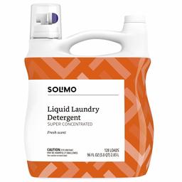 Amazon Brand - Solimo Concentrated Liquid Laundry Detergent, Fresh Scent, 128 loads, 96 Fl Oz