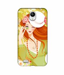 Amazon Brand - Solimo Designer Lady with Hat 3D Printed Hard Back Case Mobile Cover for Vivo Y21L