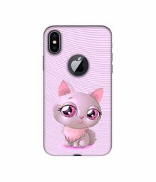 Amazon Brand - Solimo Designer Cute Pink Cat 3D Printed Hard Back Case Mobile Cover for Apple iPhone X (Logo Cut)