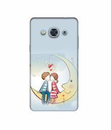 Amazon Brand - Solimo Designer Couple Sitting On Moon 3D Printed Hard Back Case Mobile Cover for Samsung Galaxy J3 Pro