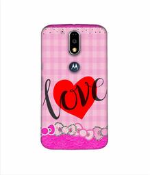 Amazon Brand - Solimo Designer Love Print On Cloth Pattern 3D Printed Hard Back Case Mobile Cover for Motorola Moto G4 Plus (with Logo Cut)