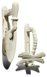 Strathwood Set of 2 Decorative Dragonfly and Trowel Door Knockers, Cast Iron with White and Rust Finish