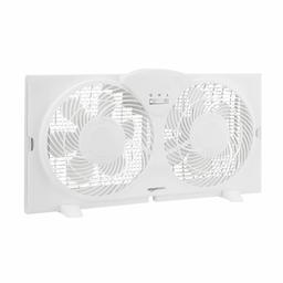 AmazonBasics Window Fan with Manual Controls, Twin 9-Inch Blades (Renewed)