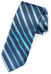 Buttoned Down 100% Silk Tie neckties, blue/teal stripe, X-Long