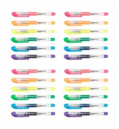 AmazonBasics Liquid Ink Highlighters - Chisel Tip, Assorted Colours, 24-Pack