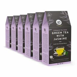 Marca Amazon - Happy Belly Select Bolsitas de té verde con jazmín 6 x 20 pirámides