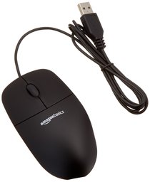 AmazonBasics 3-Button USB Wired Computer Mouse (Black), 30-Pack Bulk (Renewed)