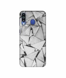 Amazon Brand - Solimo Designer Wooden Triangles 3D Printed Hard Back Case Mobile Cover for Samsung Galaxy M21