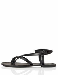 find. Amazon Brand – Encontrar Sandalias de Piel con Tiras de Gladiador para Mujer, Negro, 2