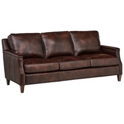 Amazon Brand – Stone & Beam Marin Leather Nailhead Studded Sofa Couch, 87