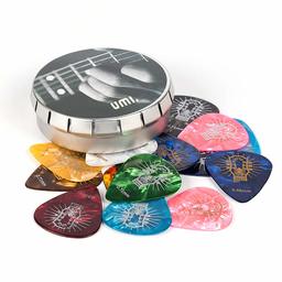 Umi. Essentials Celluloid Guitar Picks, 16pcs Guitar Plectrum Including Thin, Medium, Heavy & Extra Heavy Gauges (0.46mm-1.2mm)